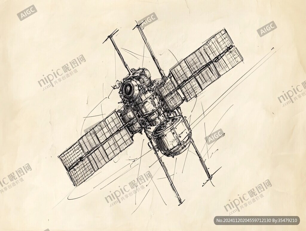 卫星飞船线稿