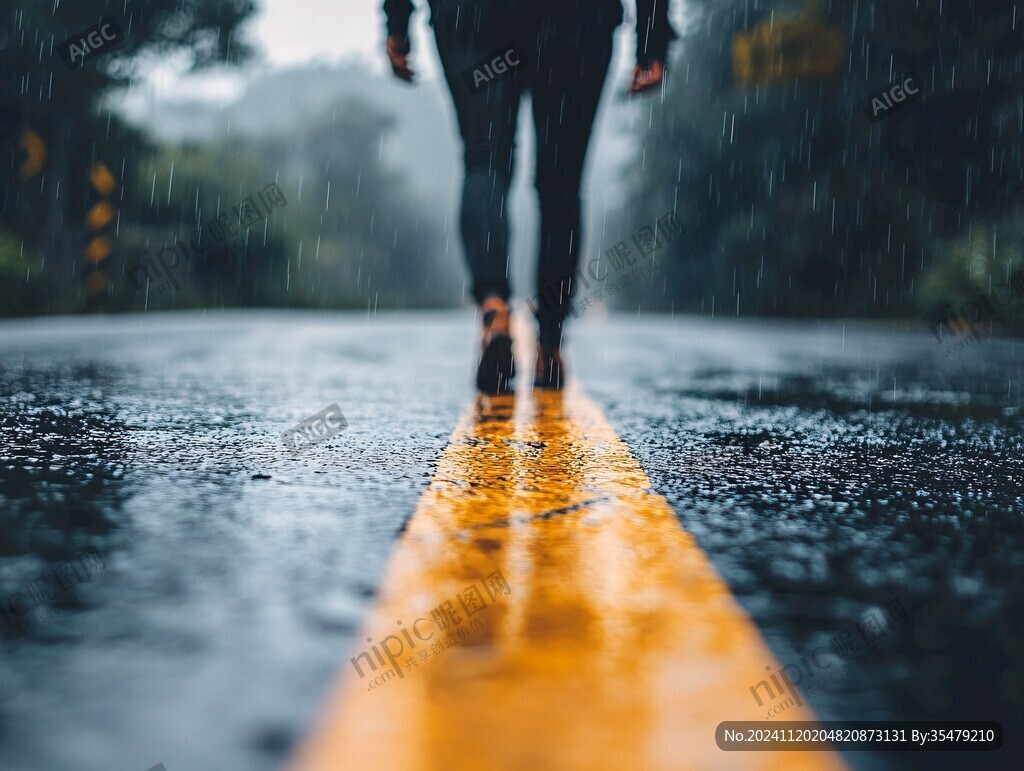 雨中行走的人