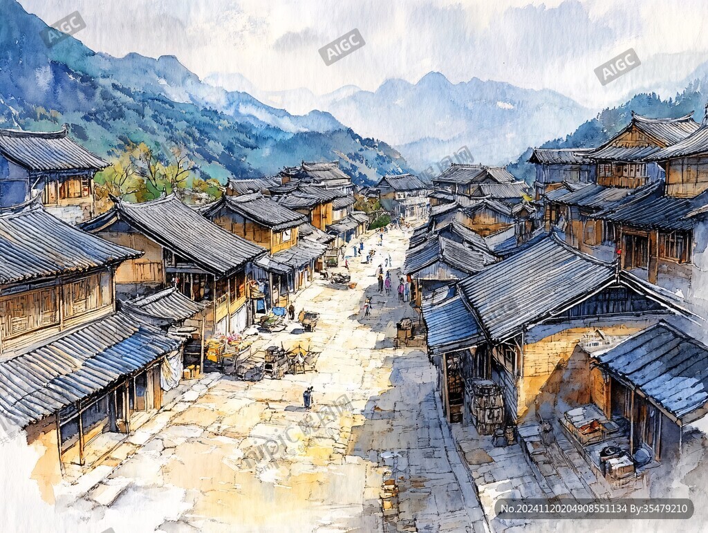 黔东南旅游景点水彩