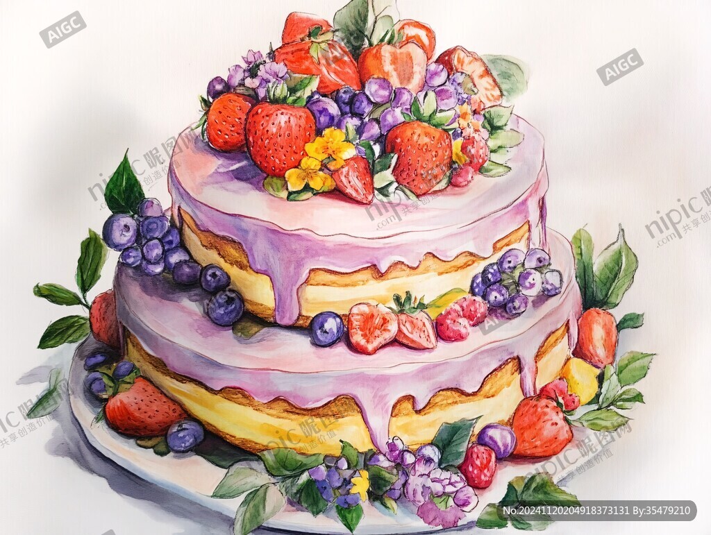 水果蛋糕插画