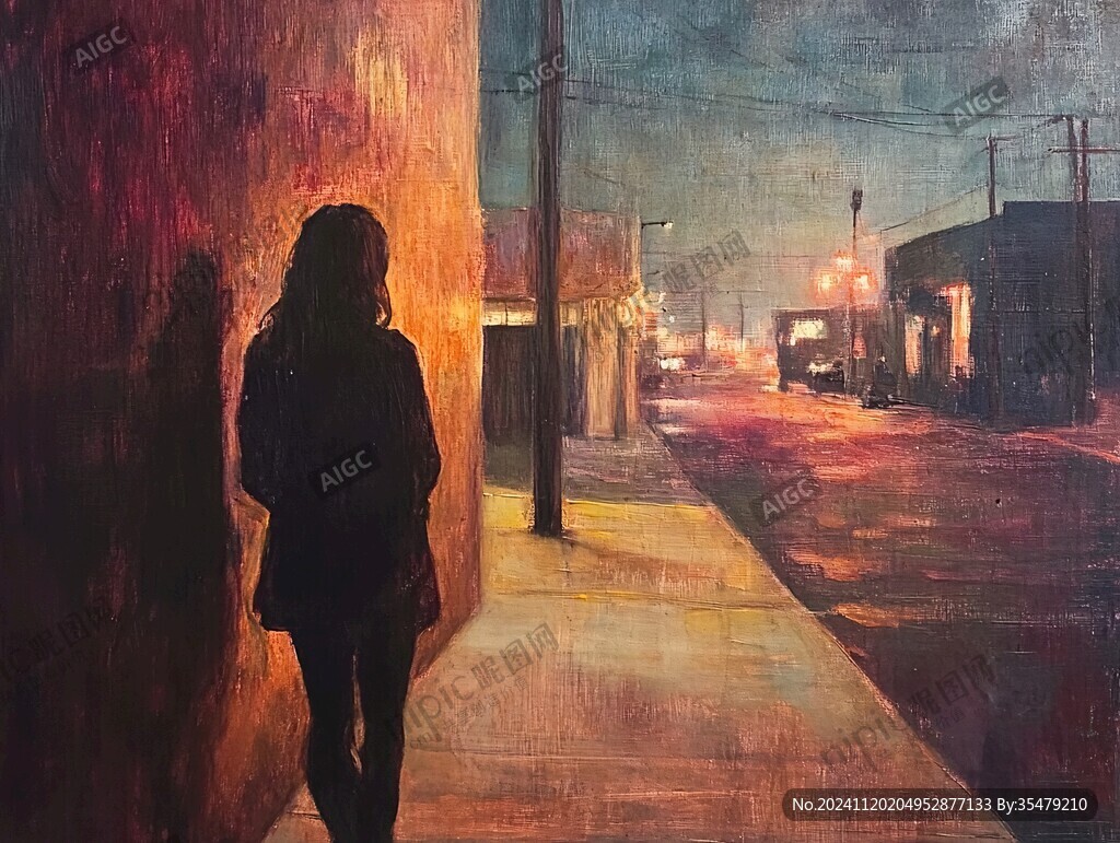 夜雨赶路的女人