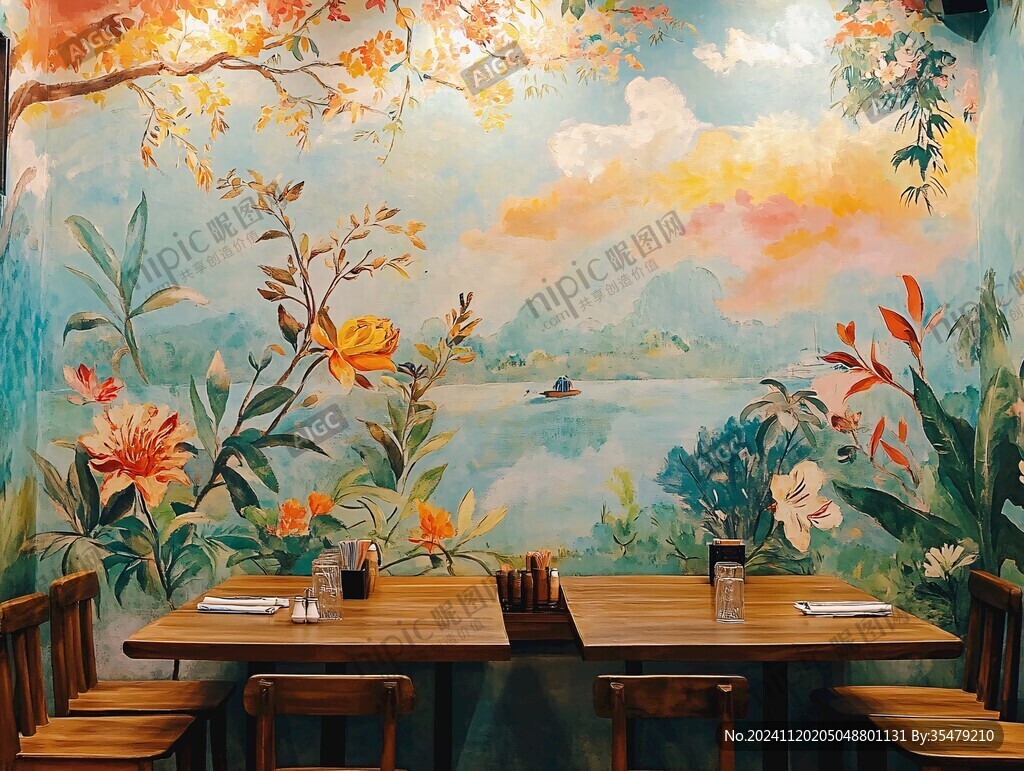 餐馆壁画背景