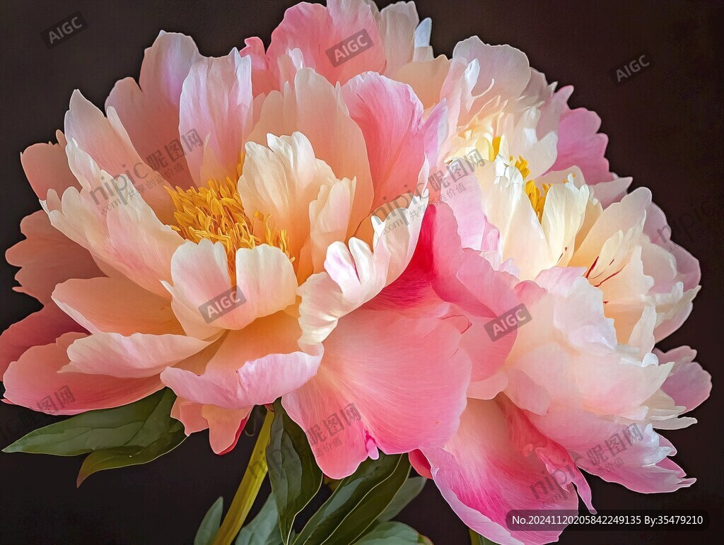 渐变色芍药花