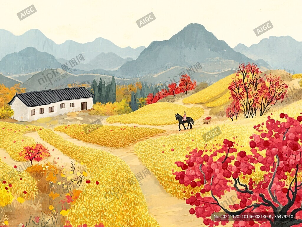 金秋风景插画