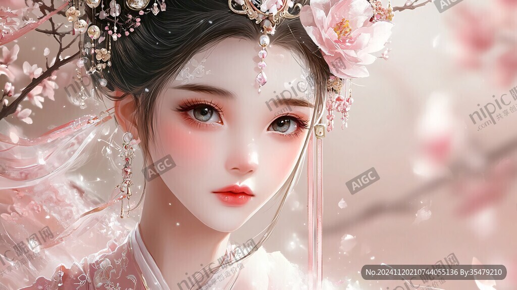 古风美女头像插画封面