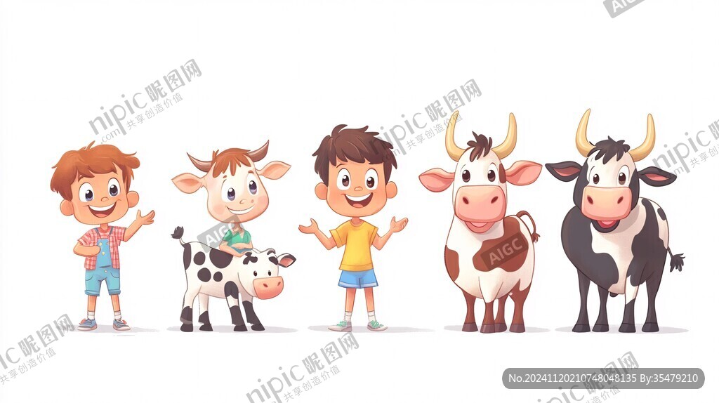 牛儿童插画