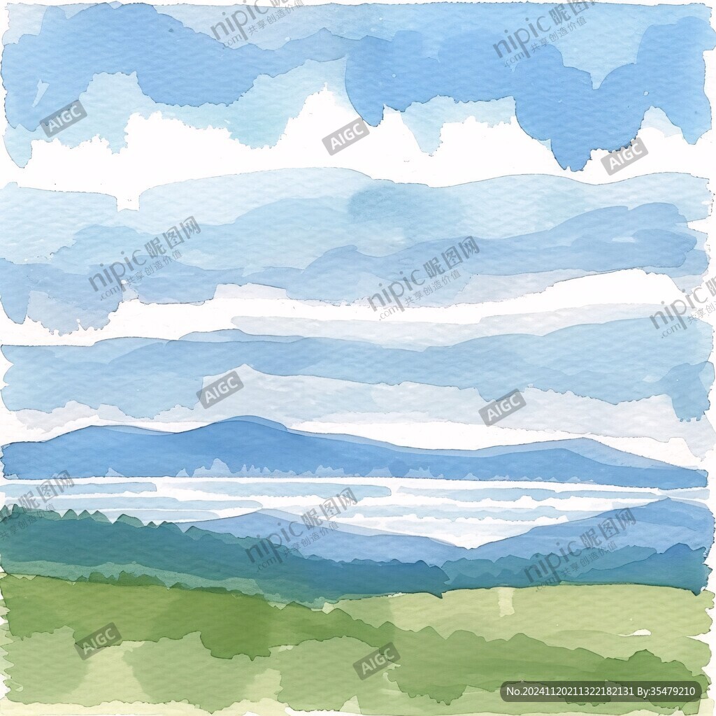 远山水彩画