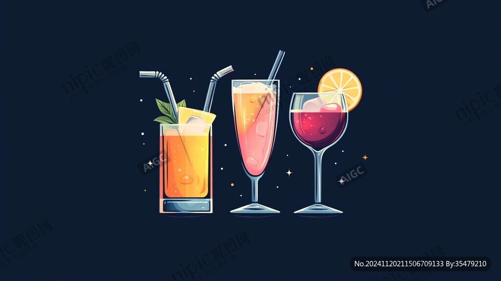 鸡尾酒插画
