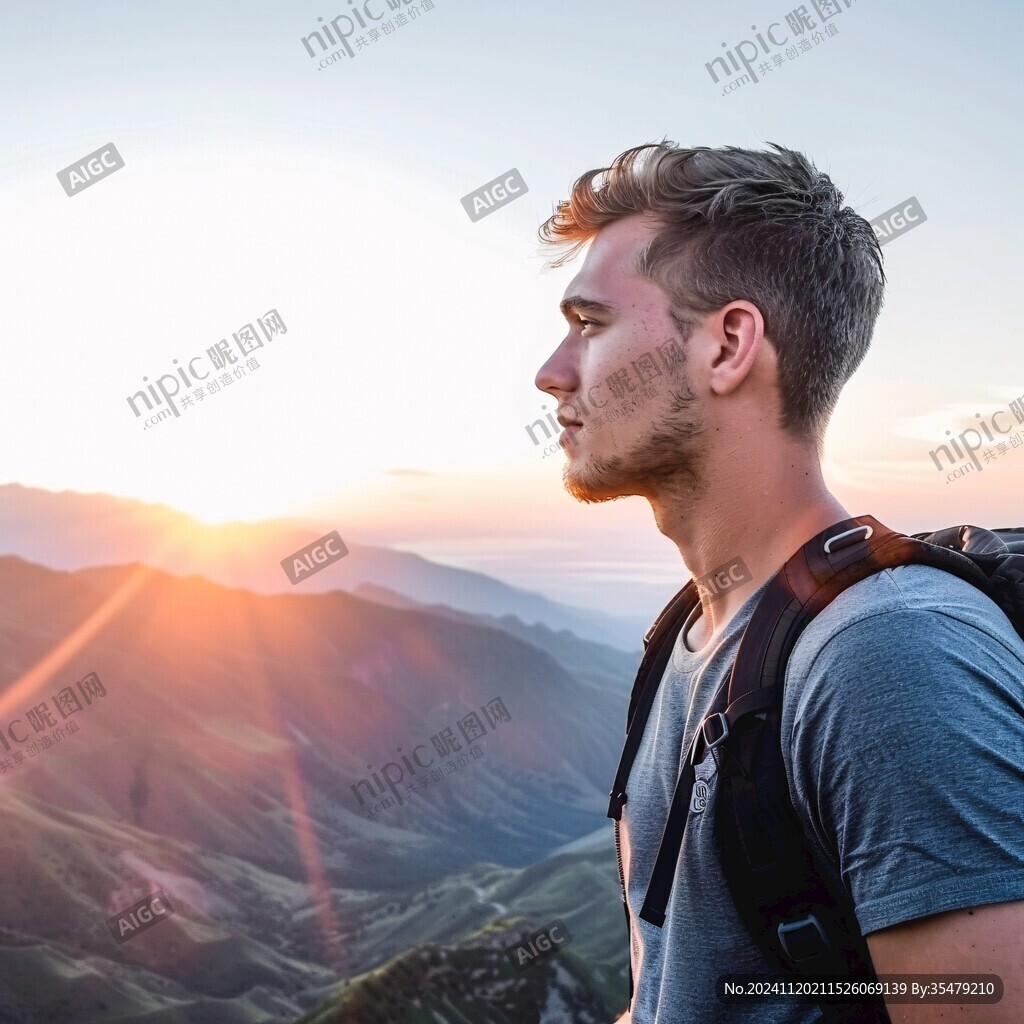 看落日的年青人