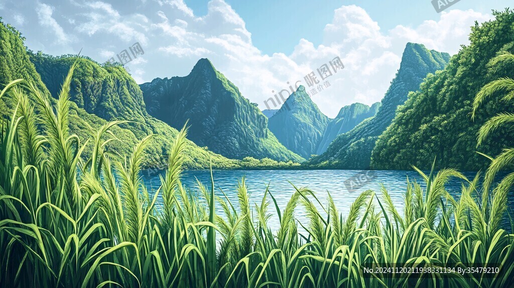 芦苇山水背景