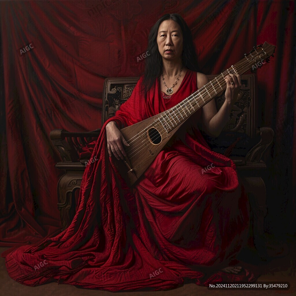 弹琵琶的美女