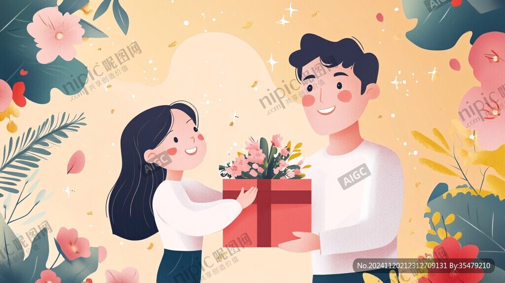 情人节情侣插画
