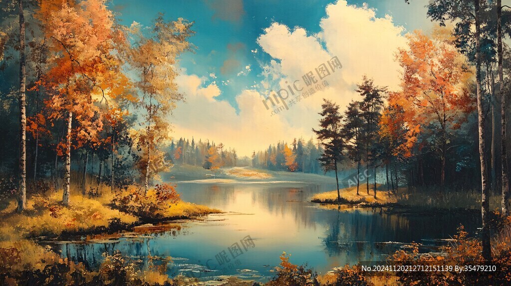 秋天森林画秋天壁纸