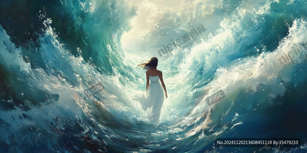 勇往直前冲浪美女