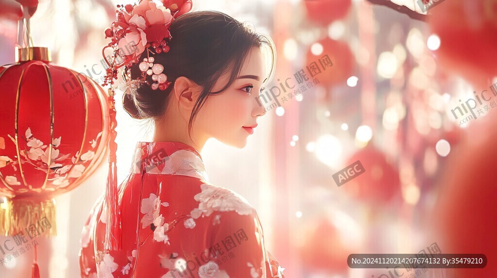 古风美女过年