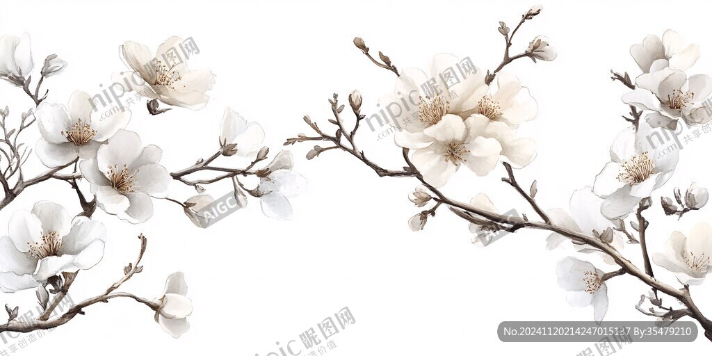 手绘新中式花卉