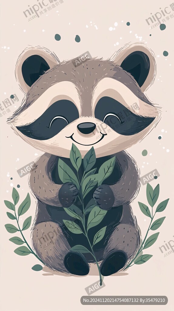 小浣熊插画