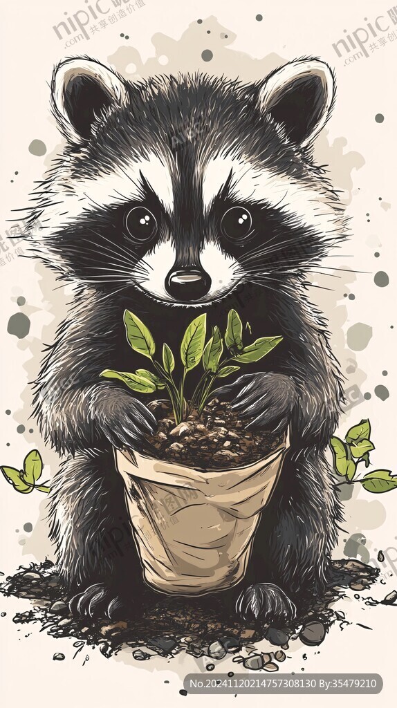 小浣熊插画