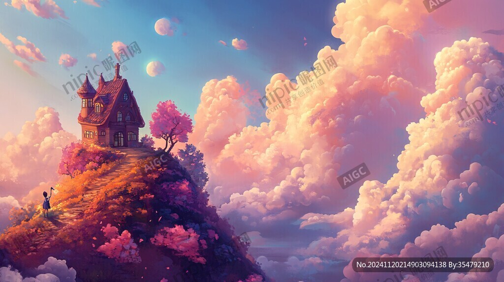 粉色的奇幻风景