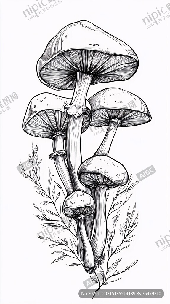 手绘菌菇插画