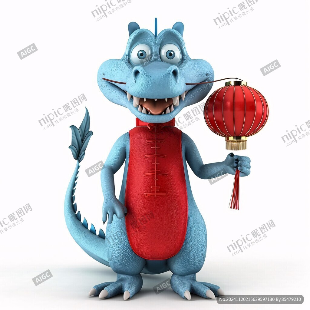 卡通龙拿灯笼