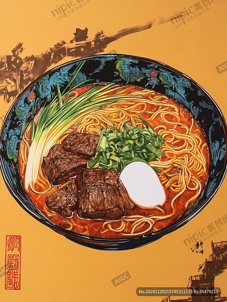 手绘牛肉面
