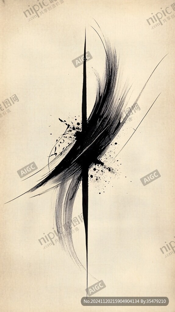 禅意动感线条抽象画