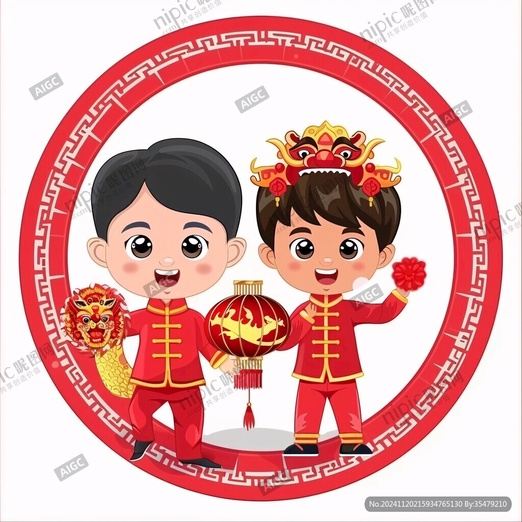 卡通中式婚庆人物