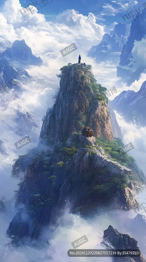 天界晓钟风景插画