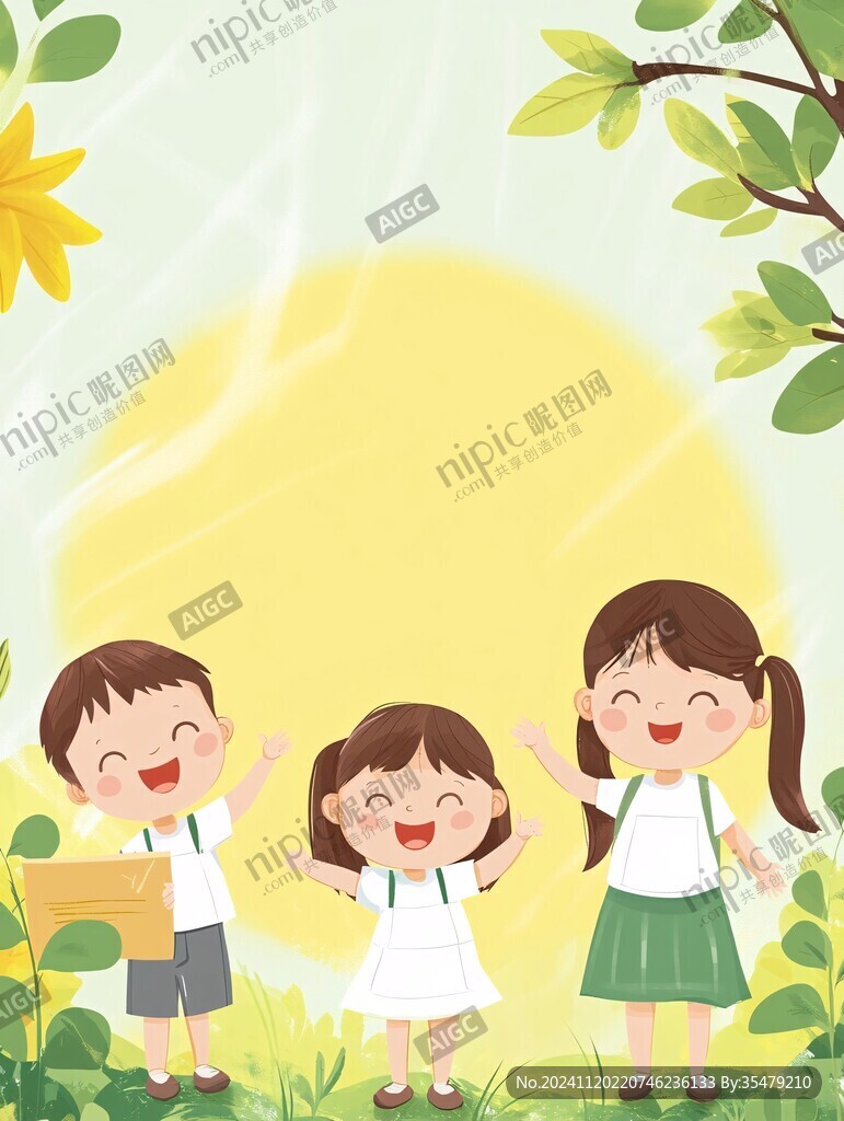 五一儿童春游插画
