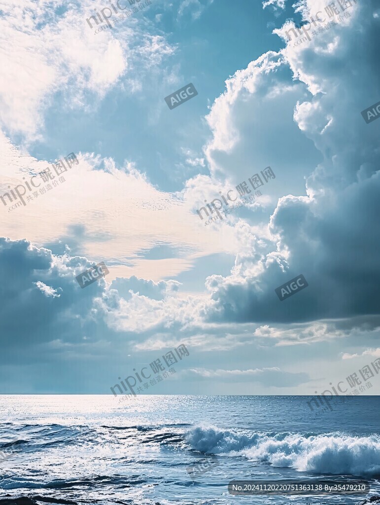 蓝天云朵大海高远