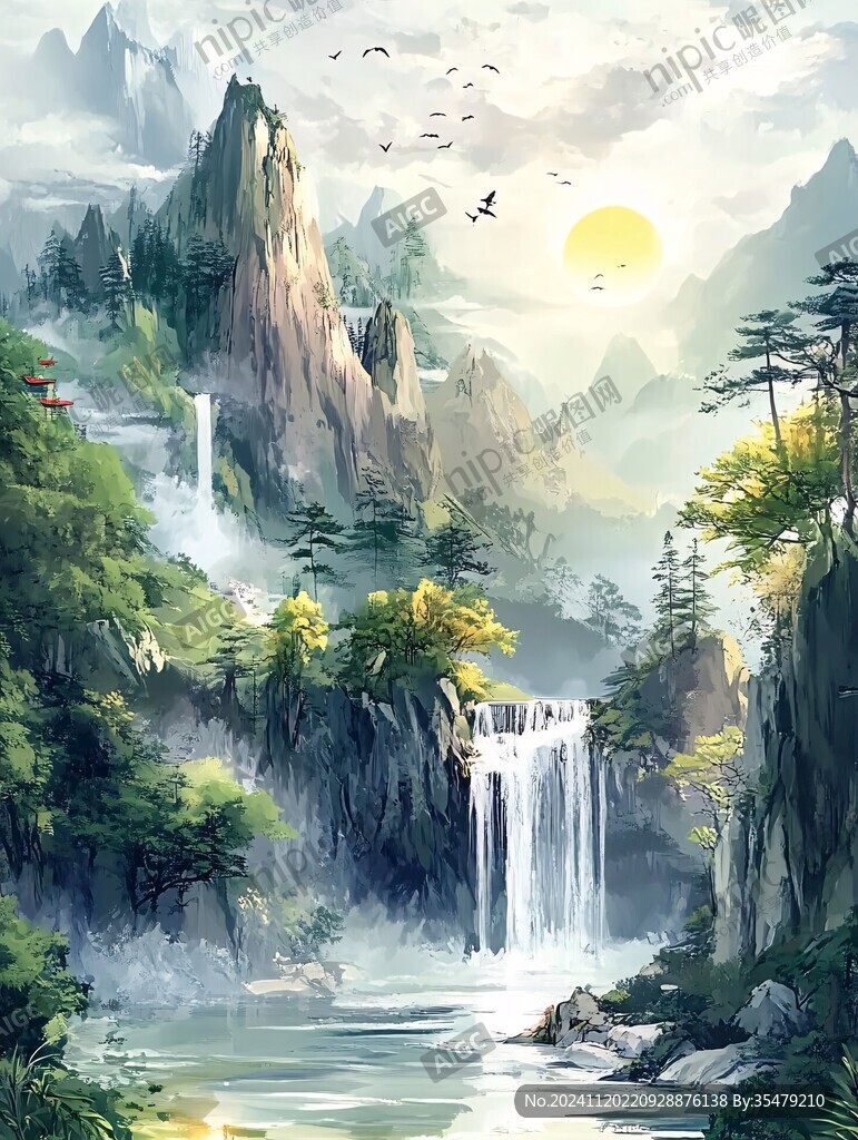 插画山水风景
