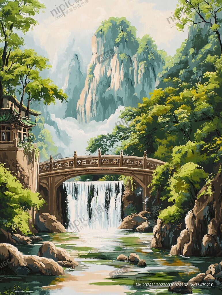插画山水风景