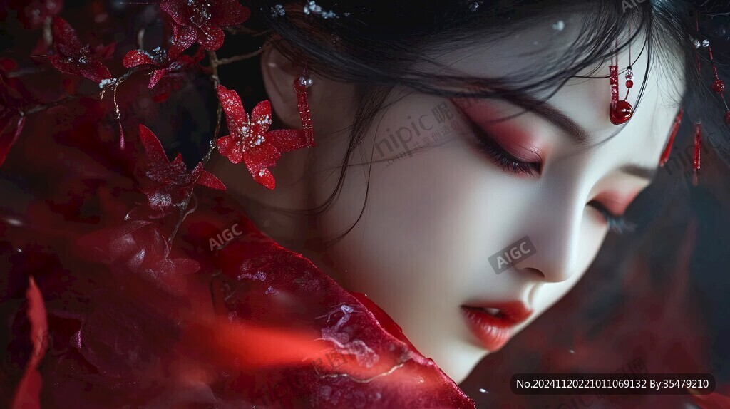 红衣少女设计古风