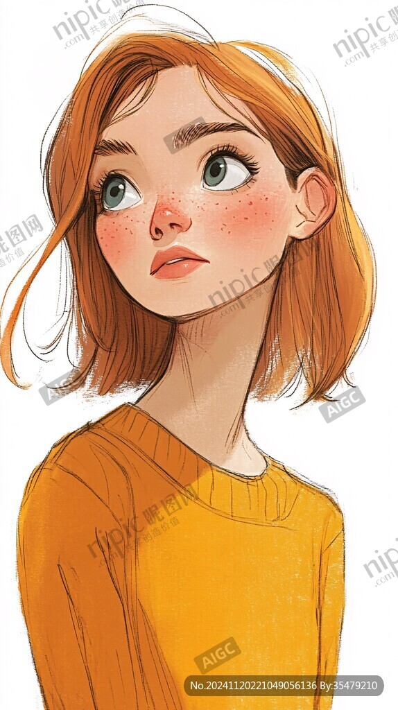 欧美风女孩插画