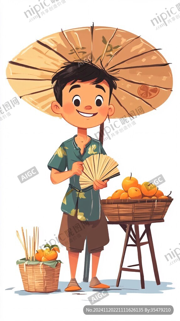 卡通卖水果的小哥哥