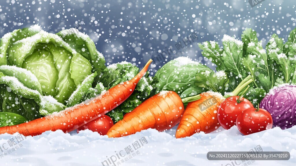 雪中的蔬菜