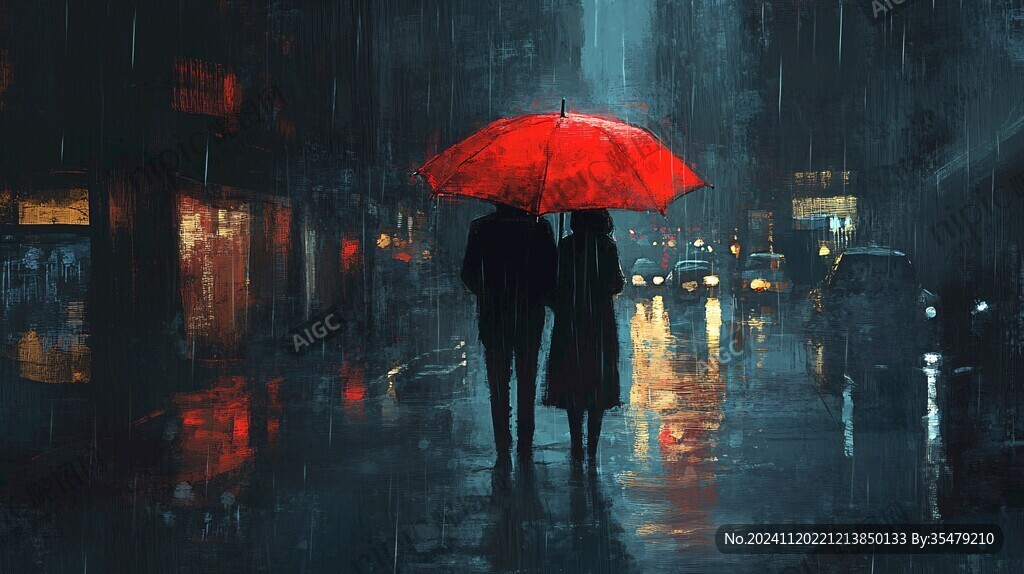 雨中的两个人