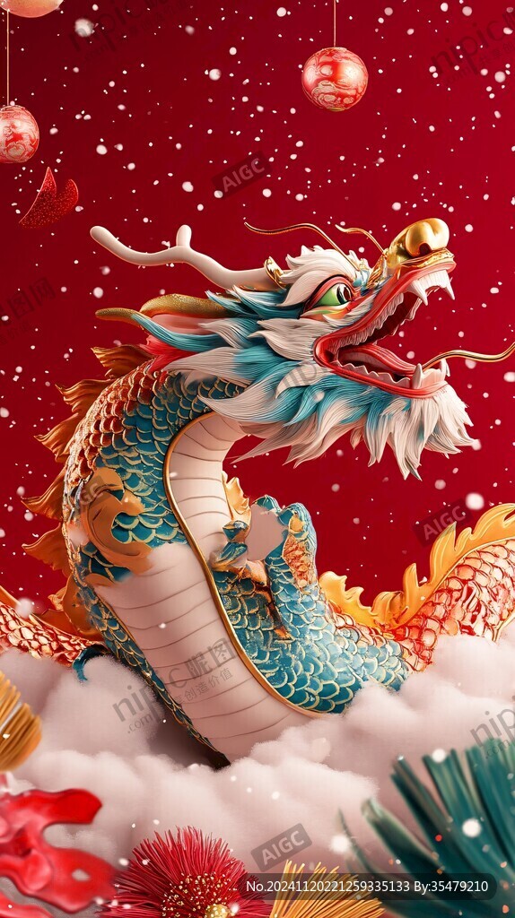 吊旗龙年插画