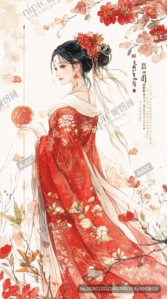 红衣少女设计古风