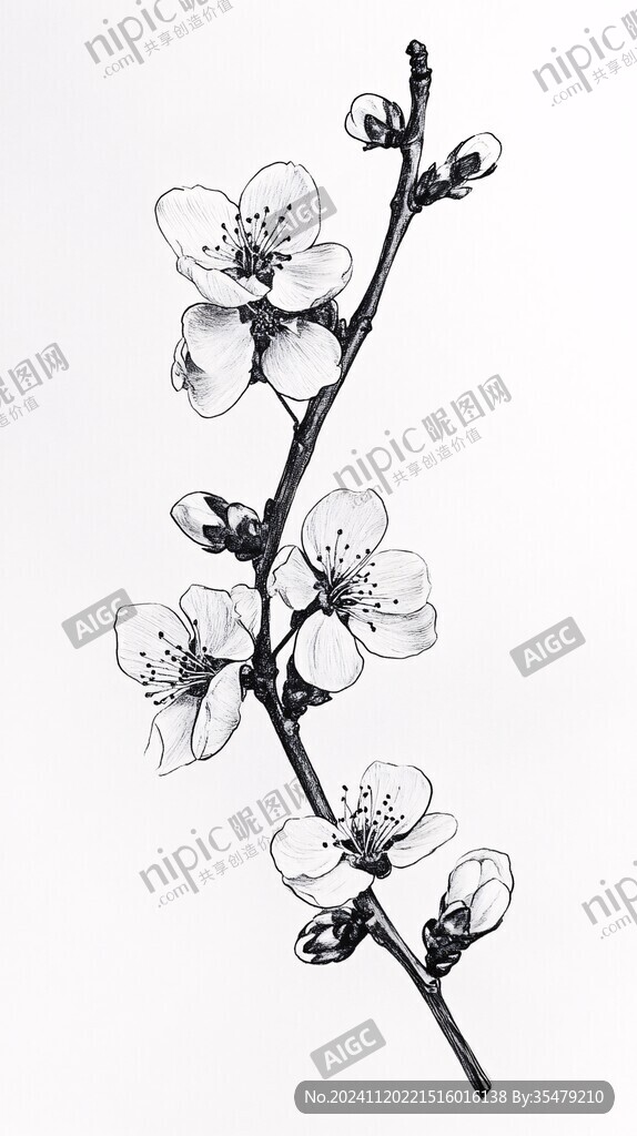 黑白色桃花