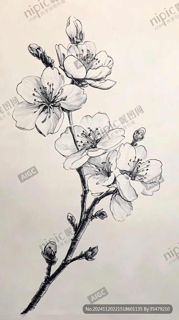 素描桃花
