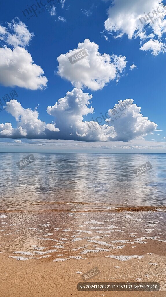 蓝天白云金色海滩