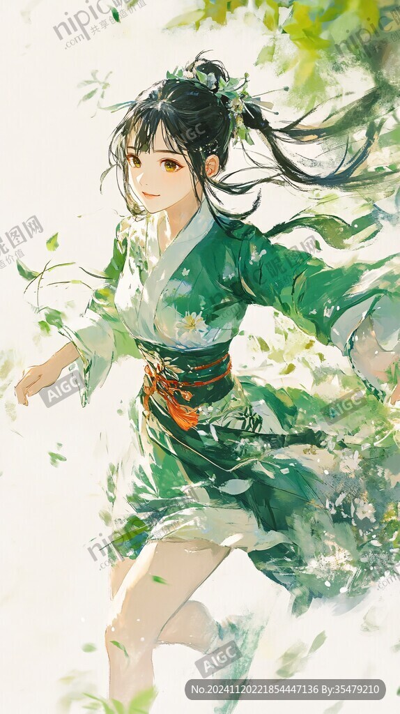插画汉服女生