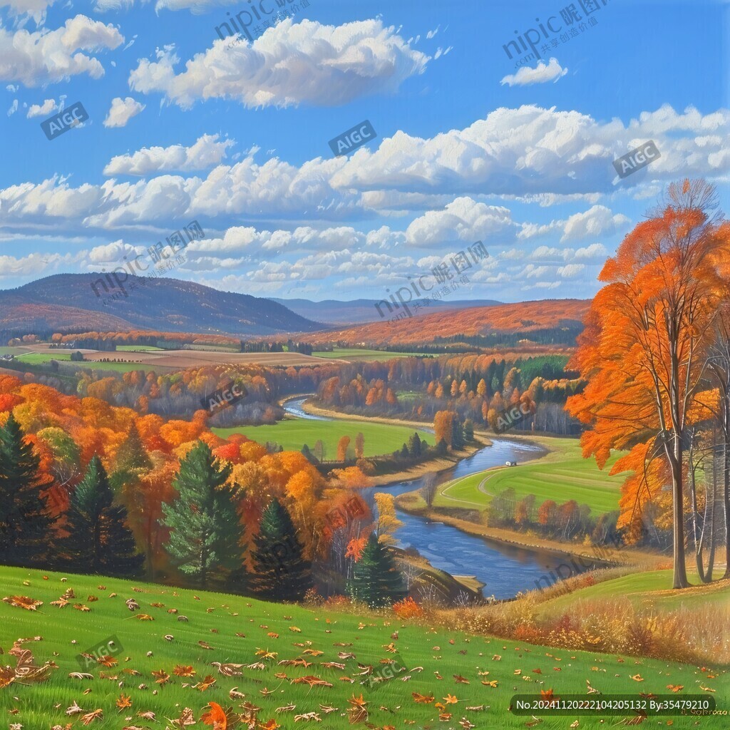 秋高气爽风景画