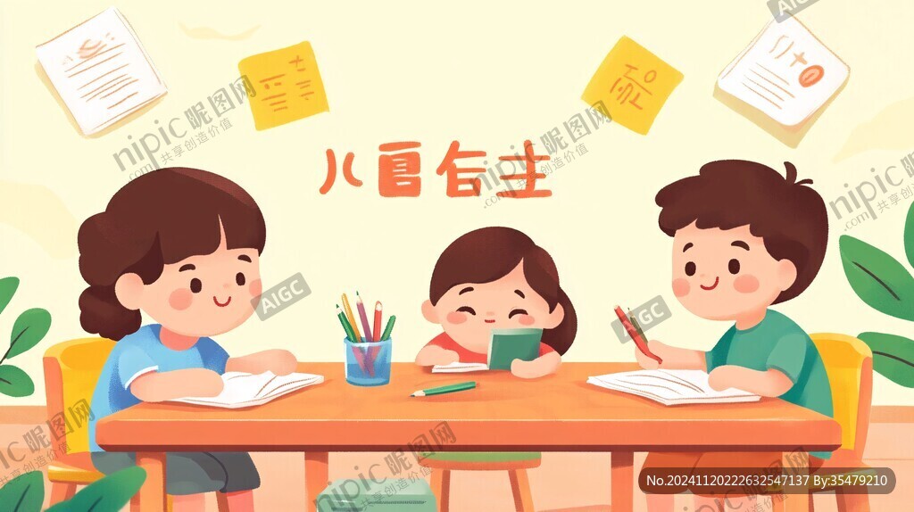 开学季小朋友教育插画