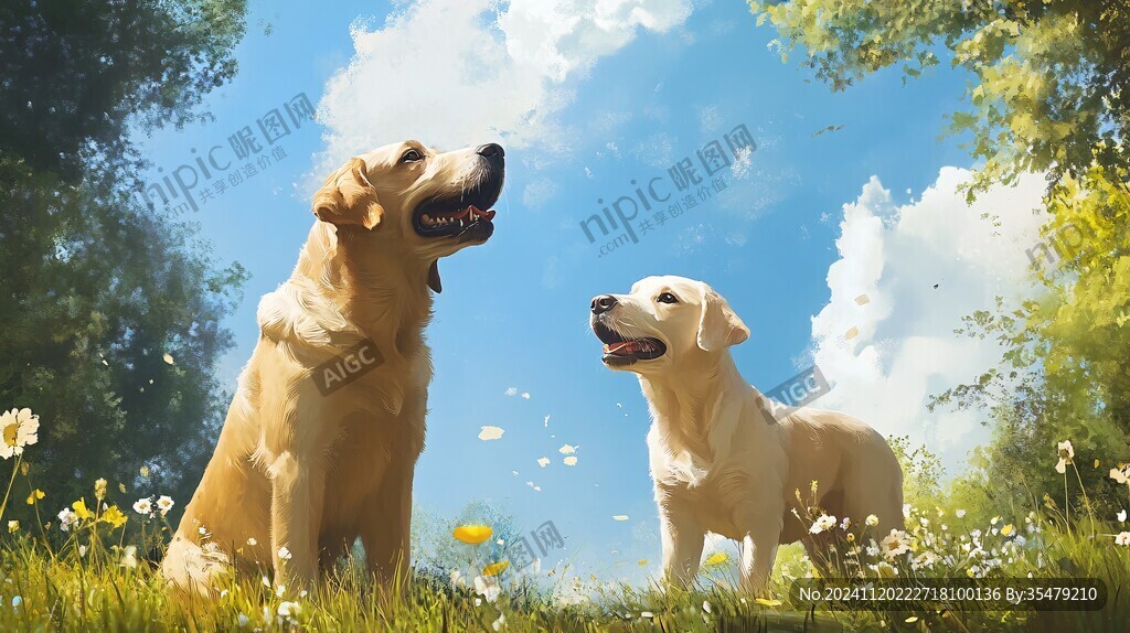 金毛犬插画