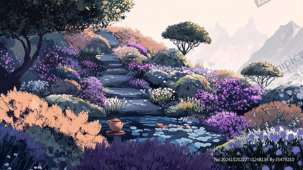 唯美梦幻花田场景