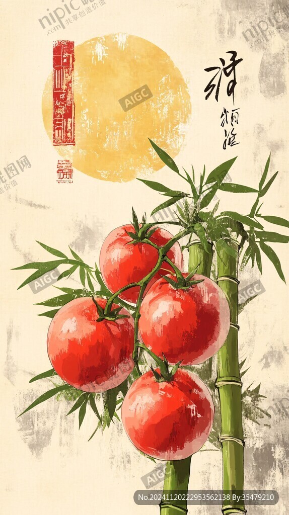 竹报平安插画