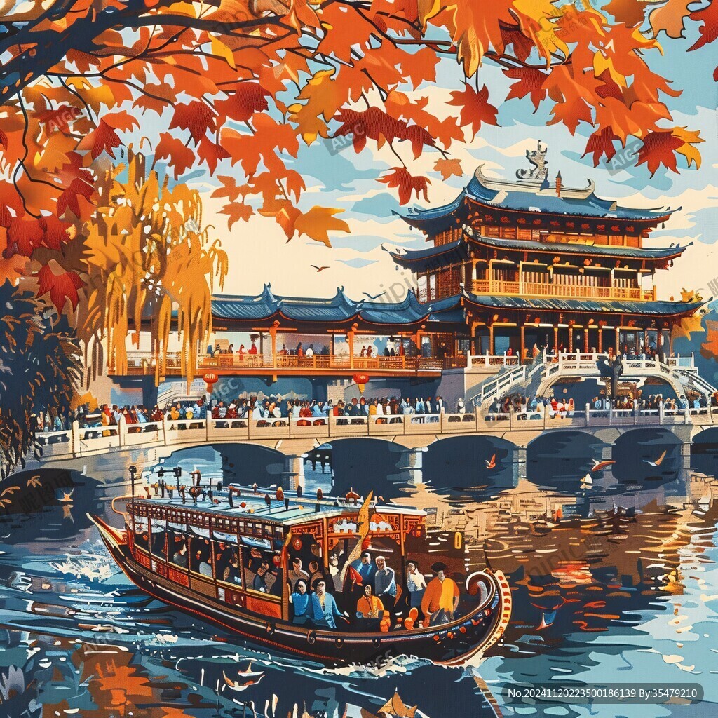 七宝古镇插画